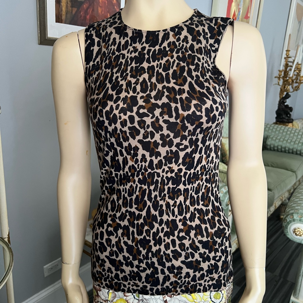 Tory Burch Cheetah Print Sleevless Tank Top, Size S, In Excellent Condition